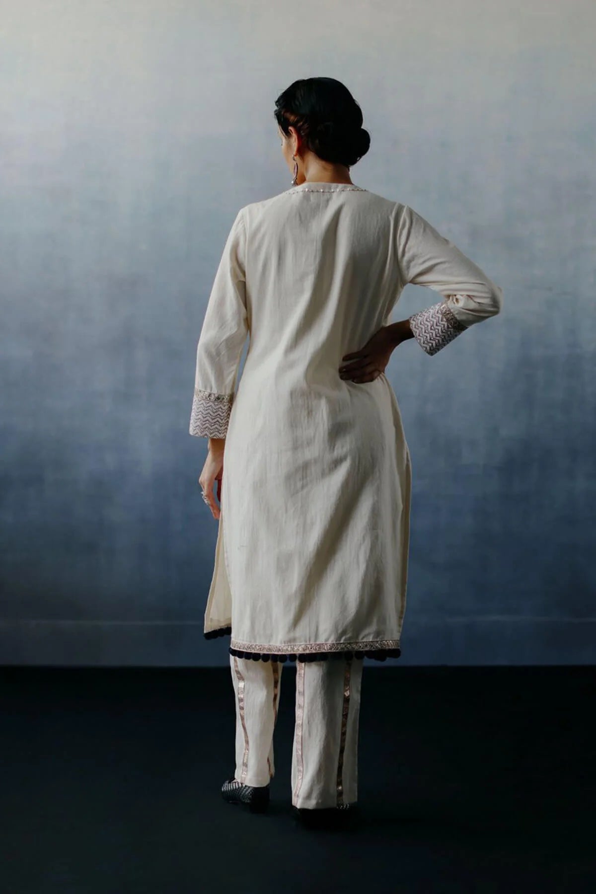 Neel White Panel Kurta Set
