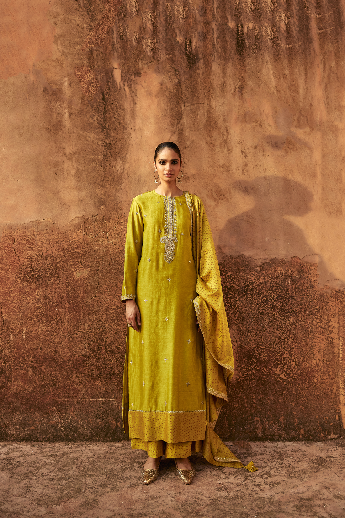 Yellow Gota Booti Kurta Set