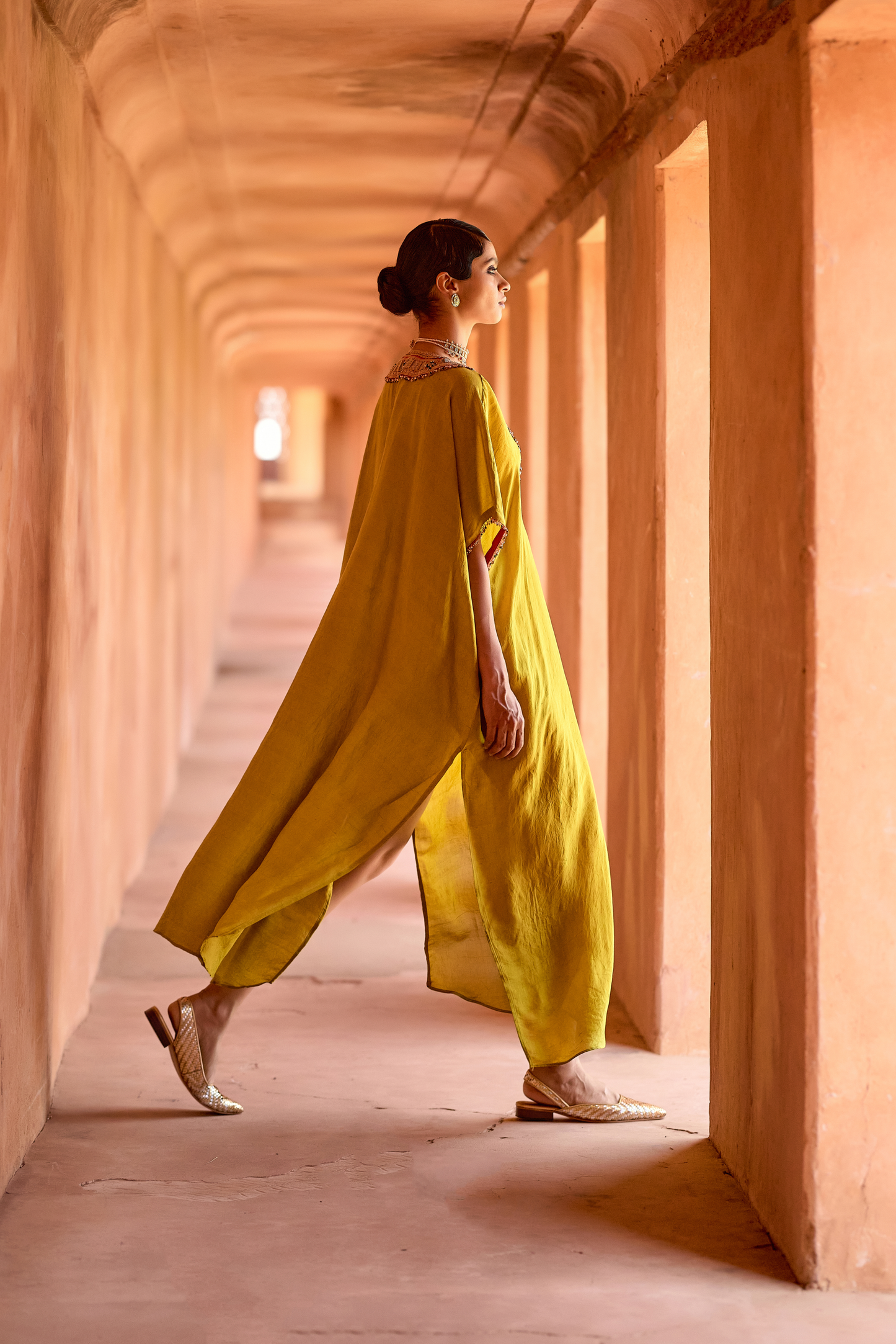 Long V Neck Kaftan Set