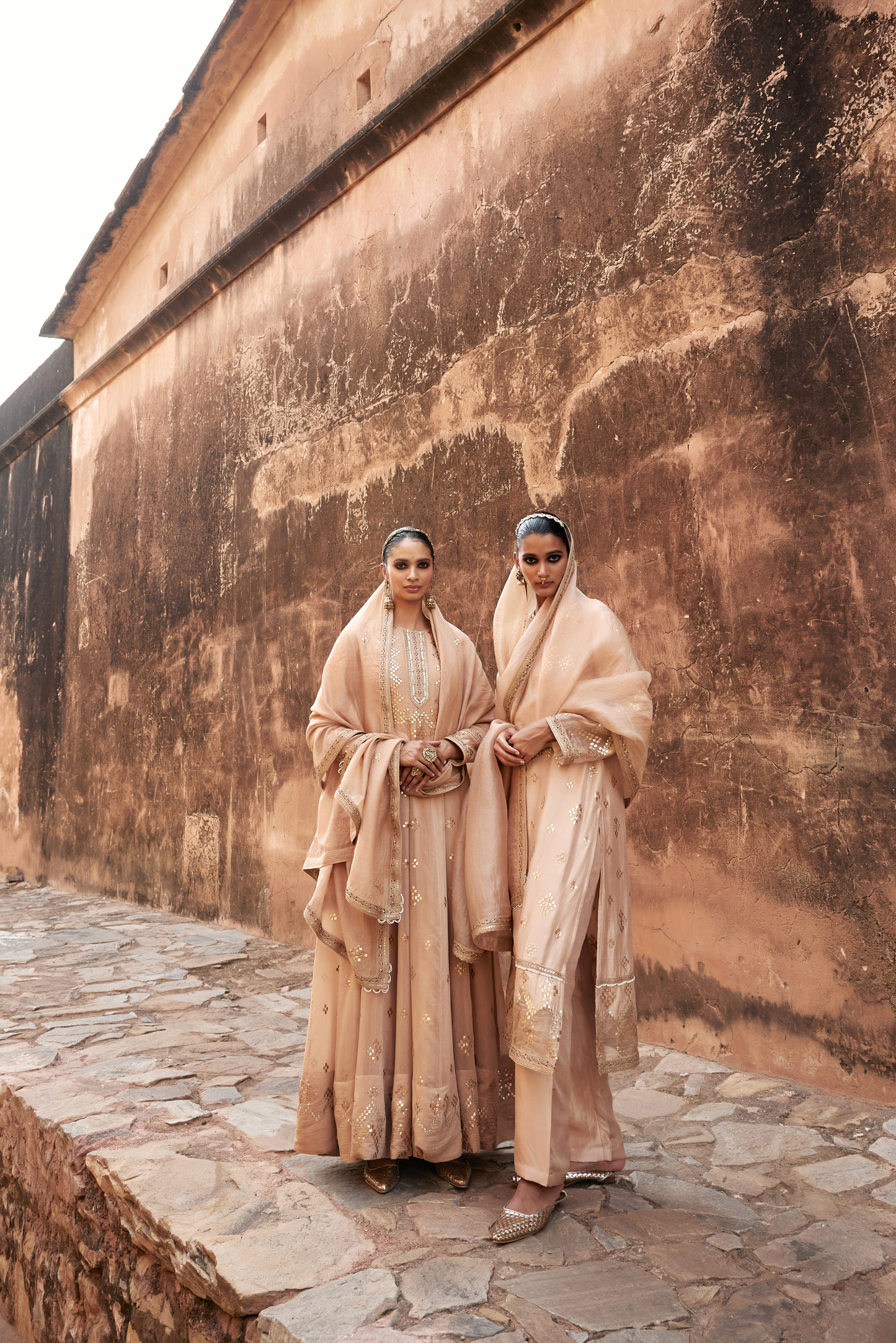 Chanderi Copper Gota Anarkali Set