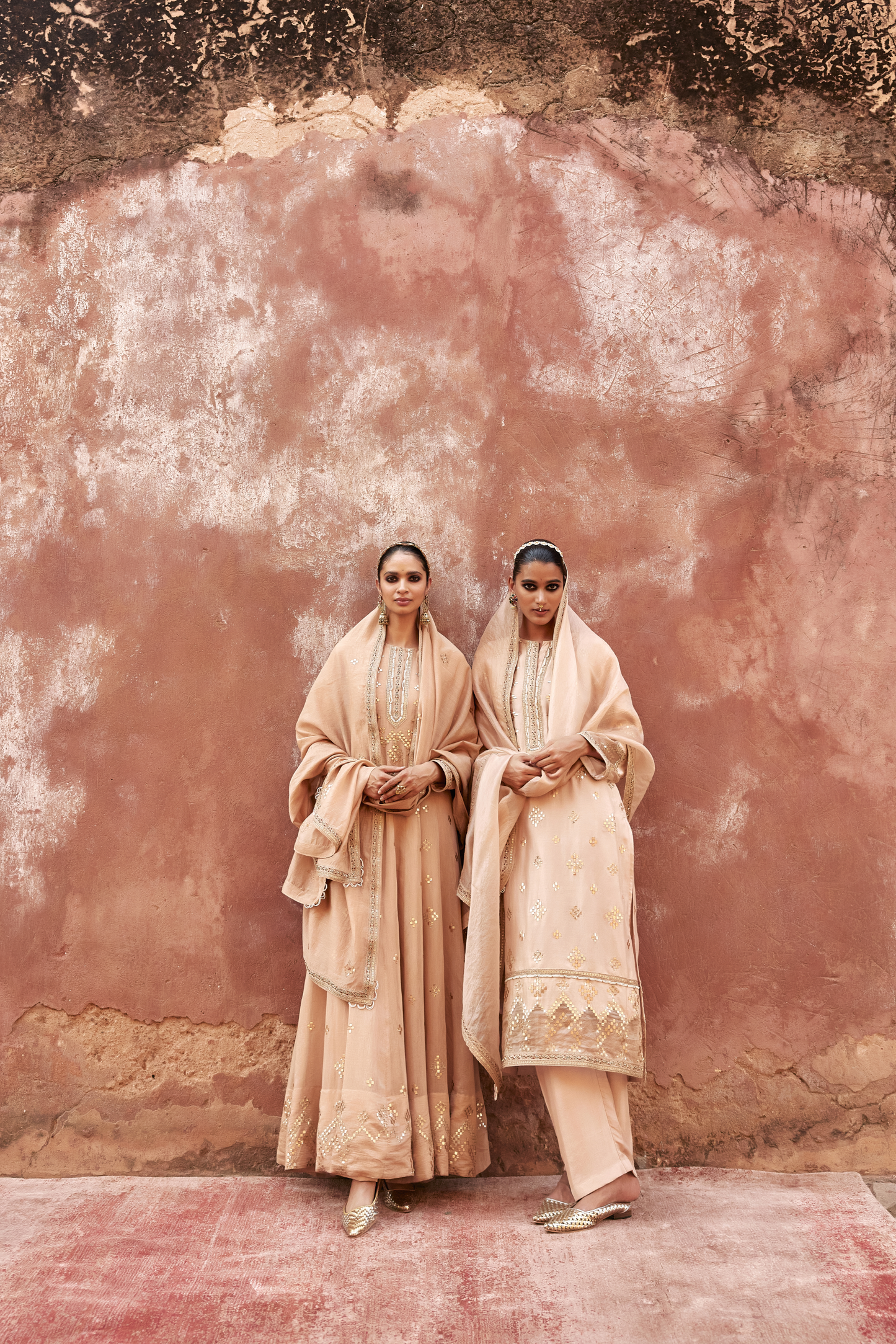 Chanderi Copper Gota Anarkali Set