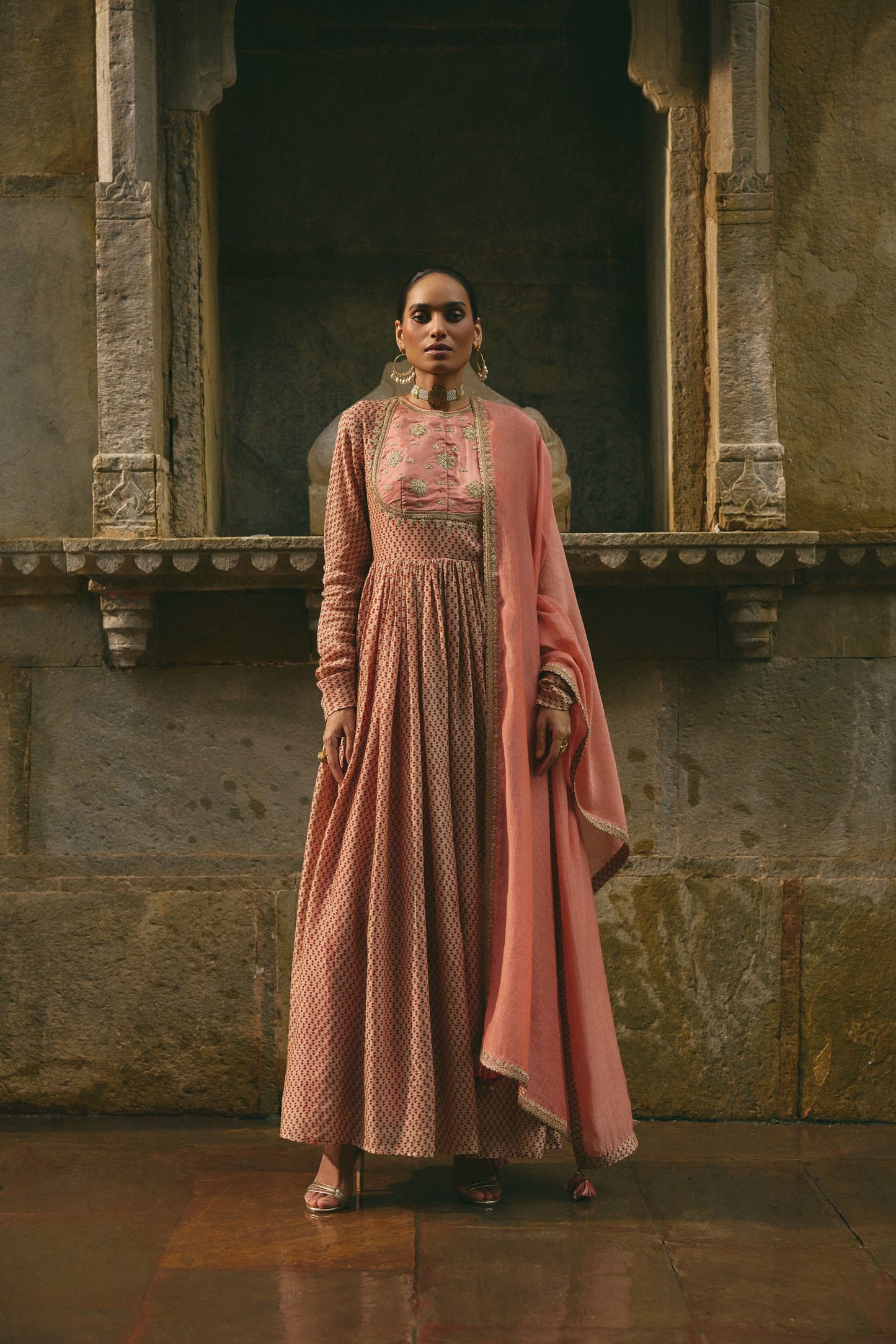 Bagru Anarkali Set