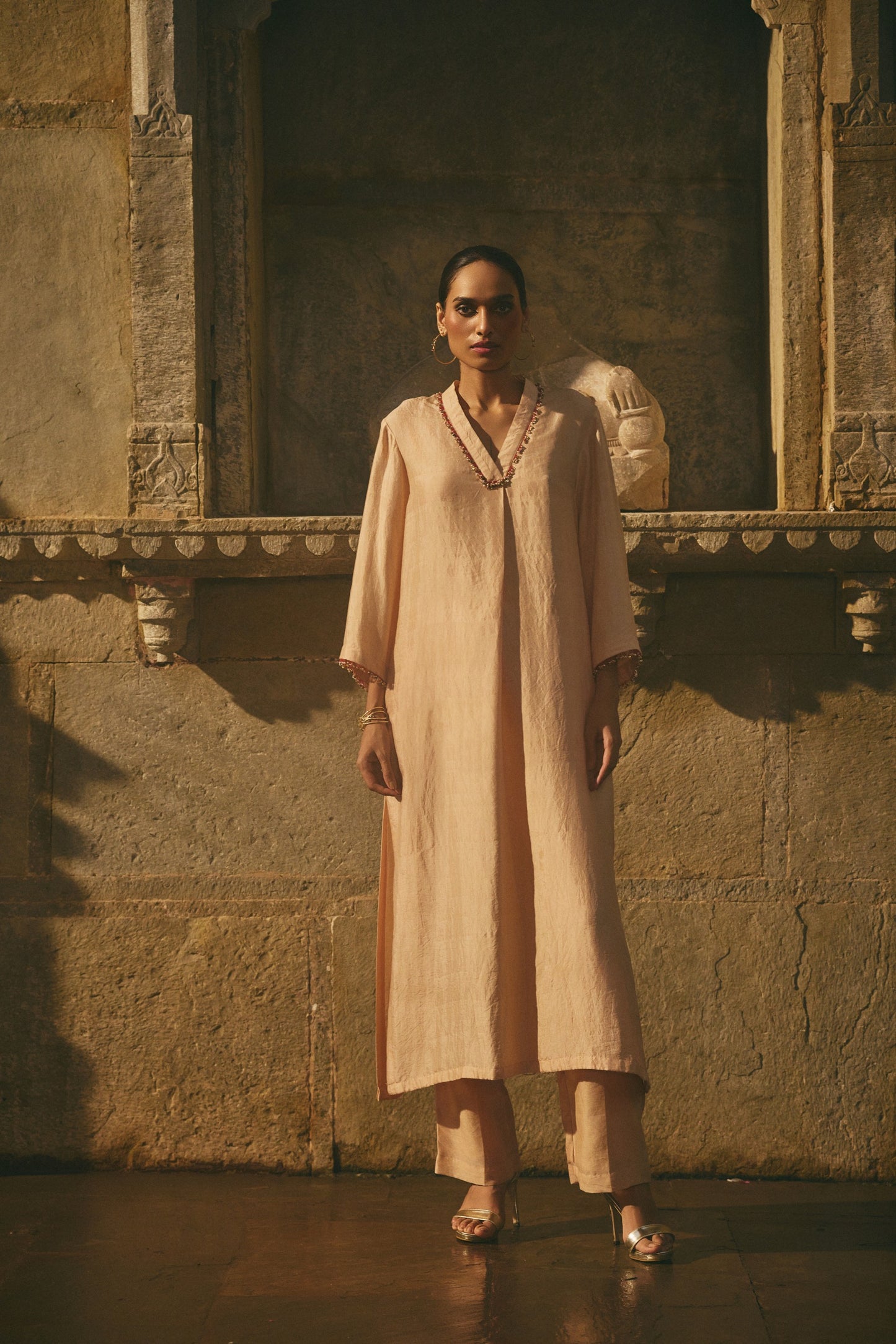 Beige Latkan Kurta Set