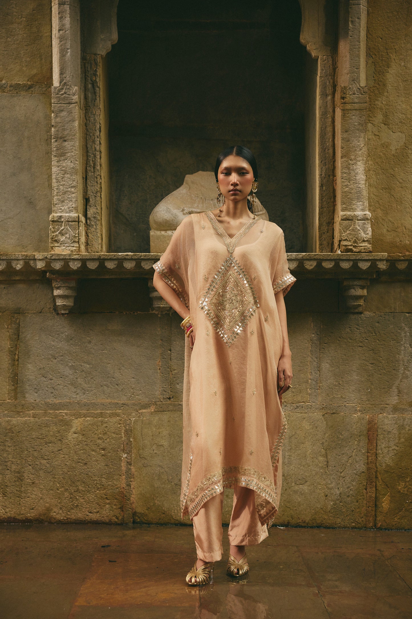 Beige Kaftan Set
