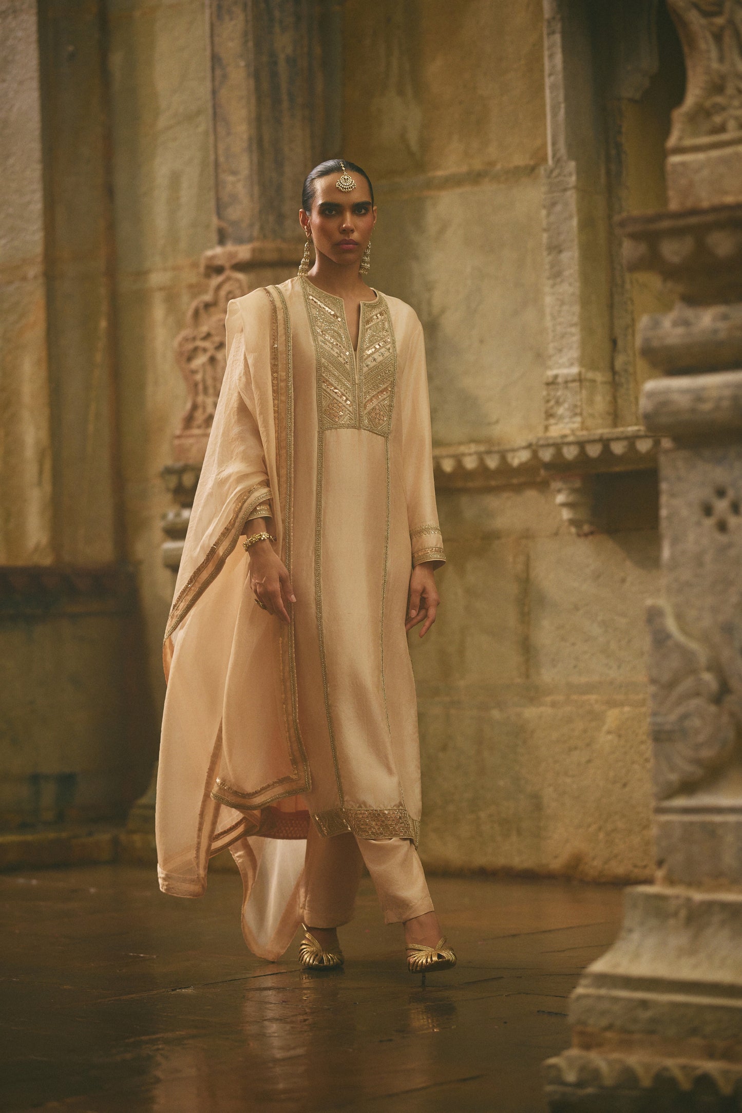 Beige Straight Kurta Set