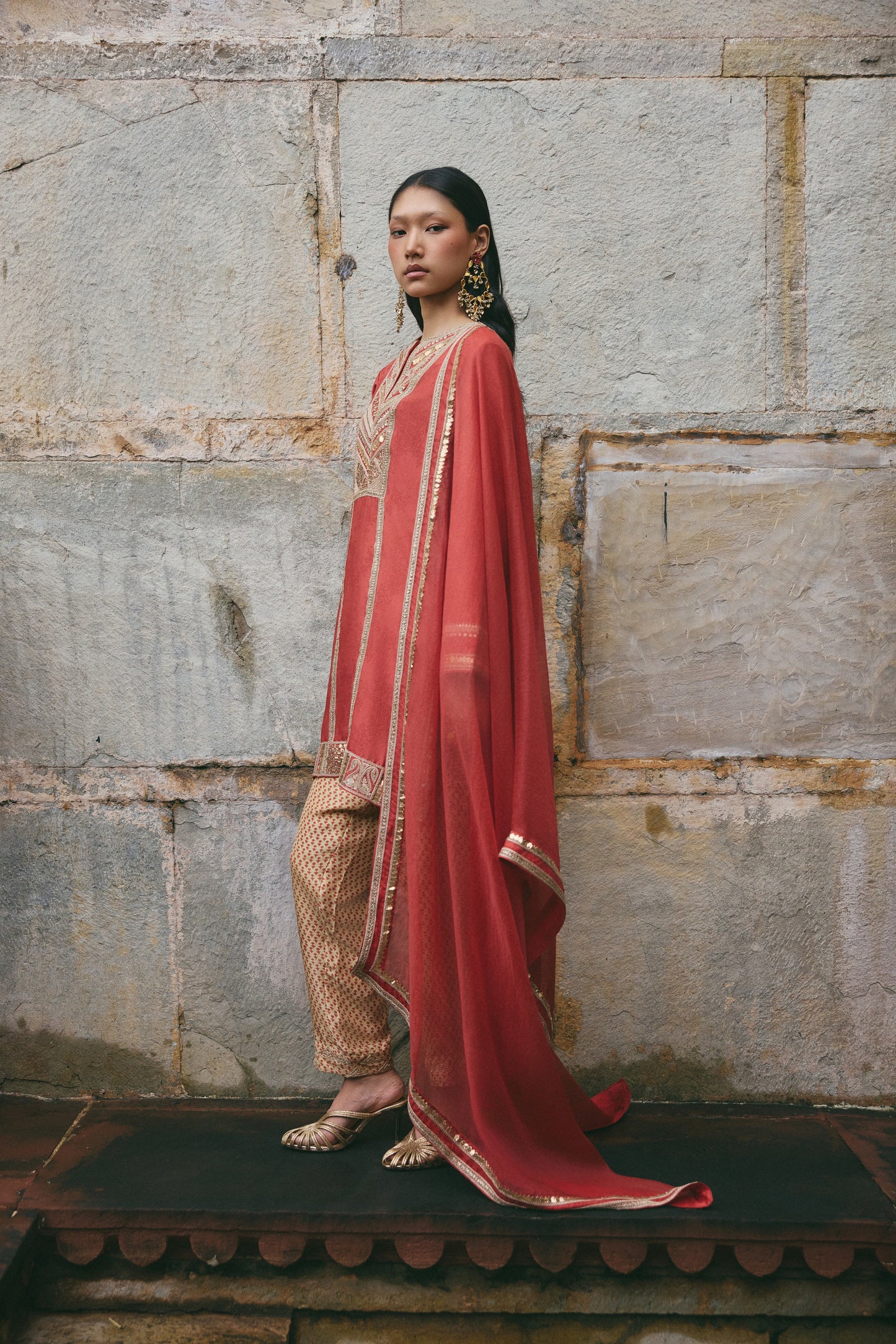 Red Short Kurti Salwar Set