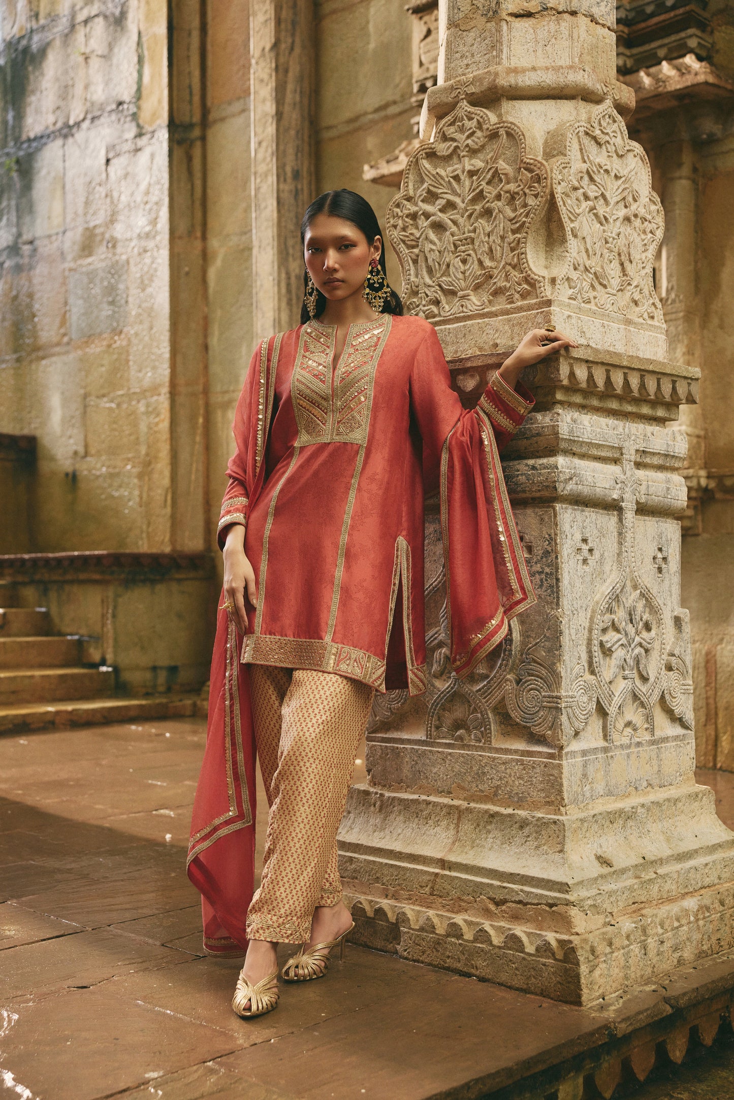 Red Short Kurti Salwar Set