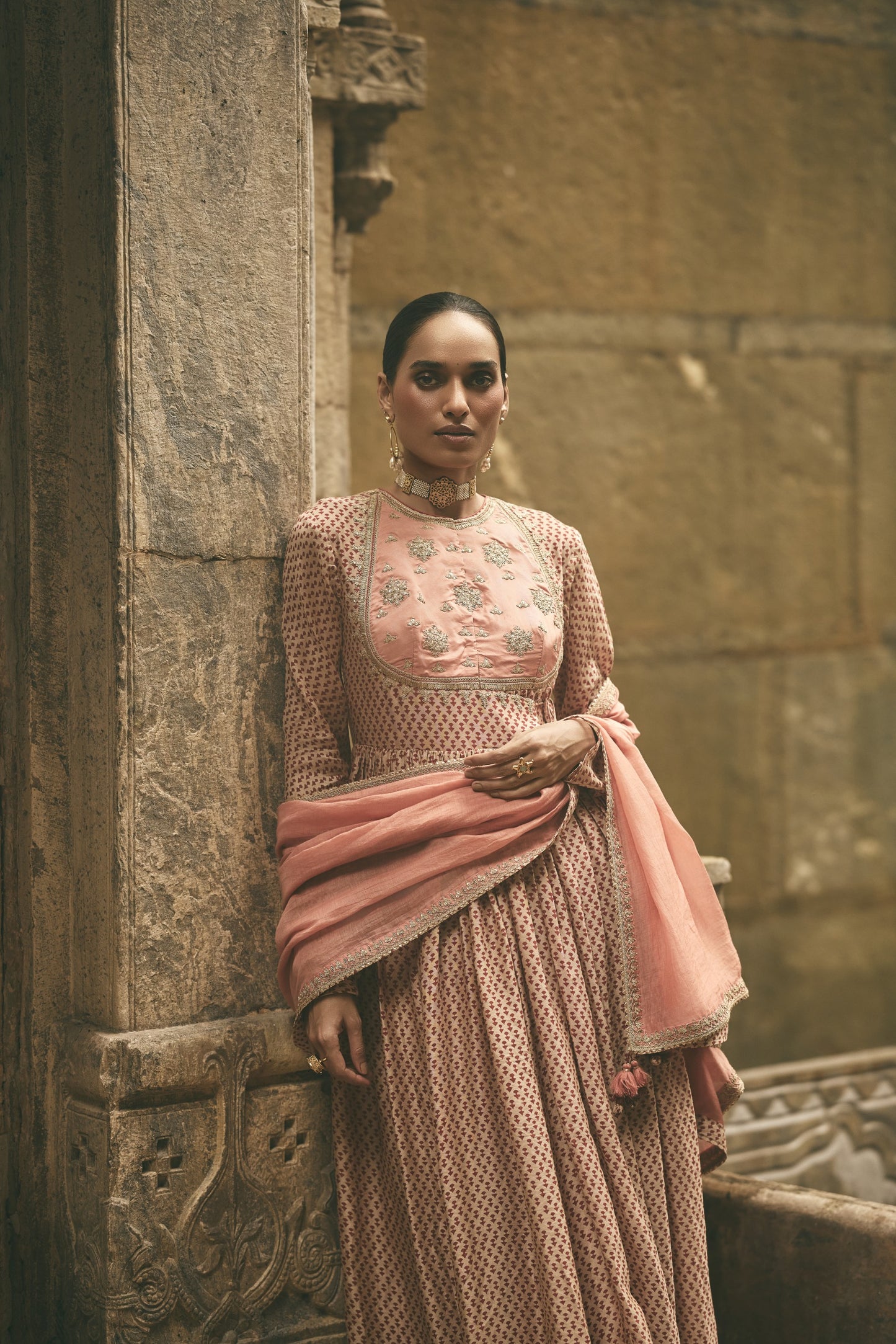 Bagru Anarkali Set