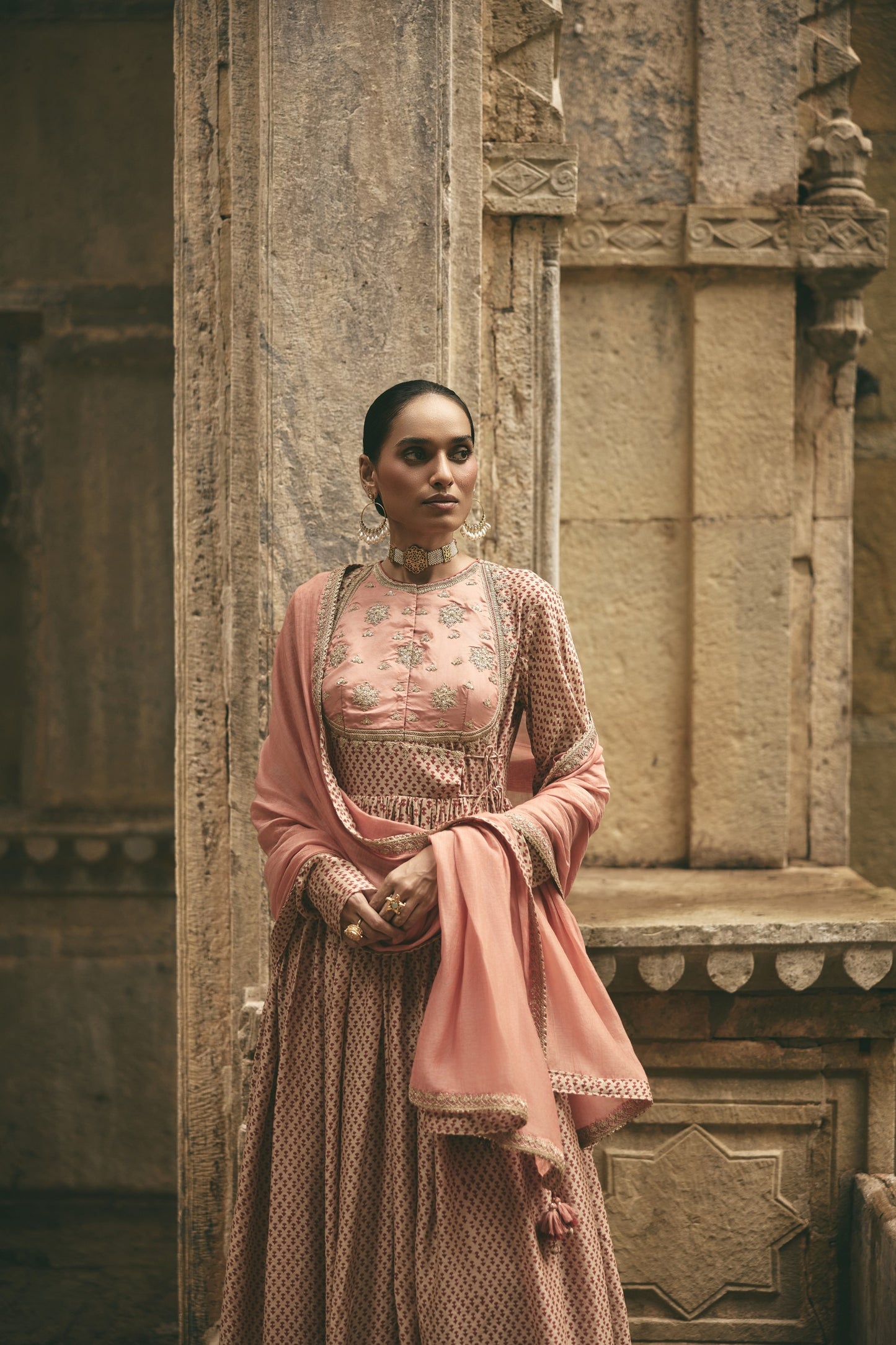 Bagru Anarkali Set