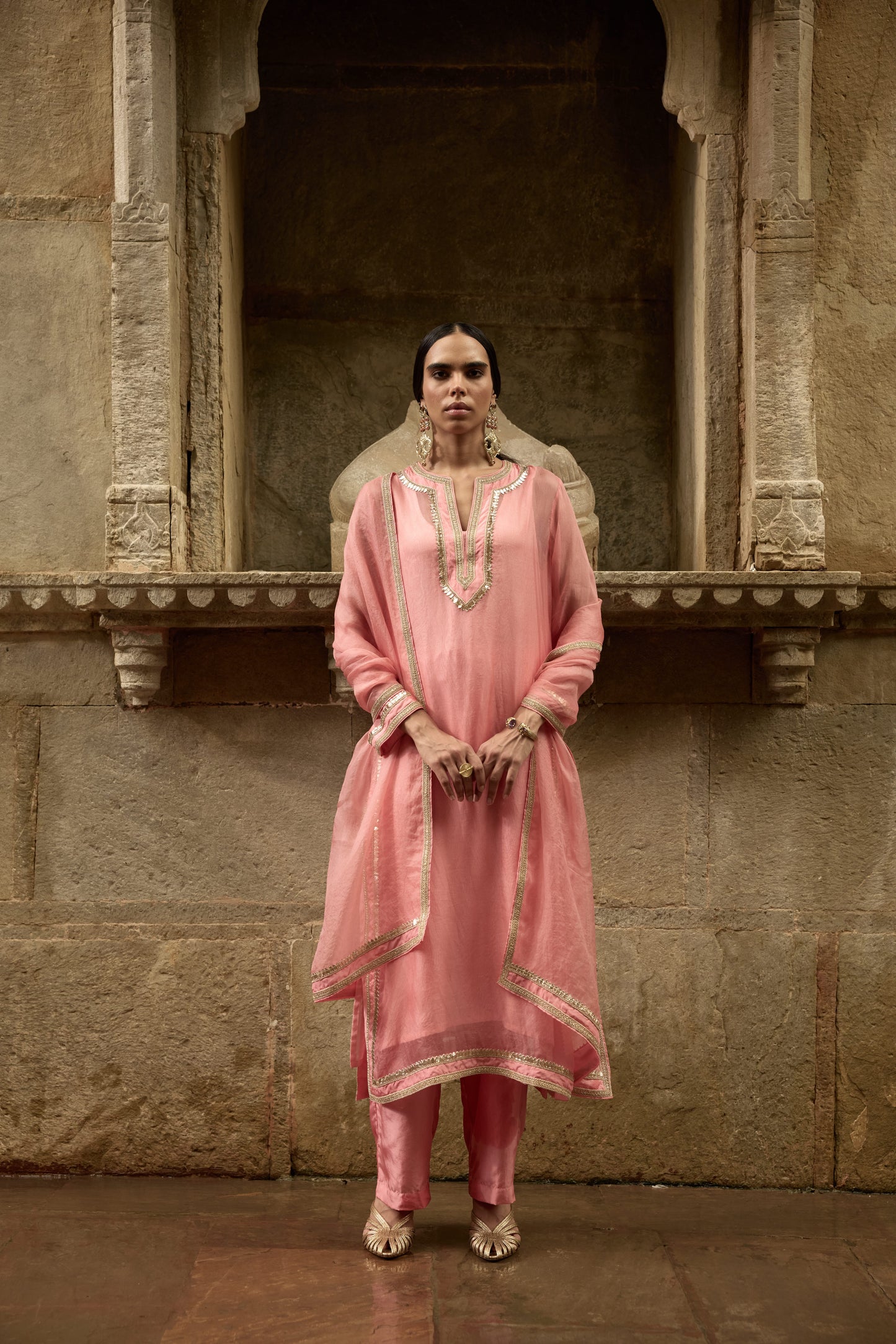 Pink Long Kurta Set
