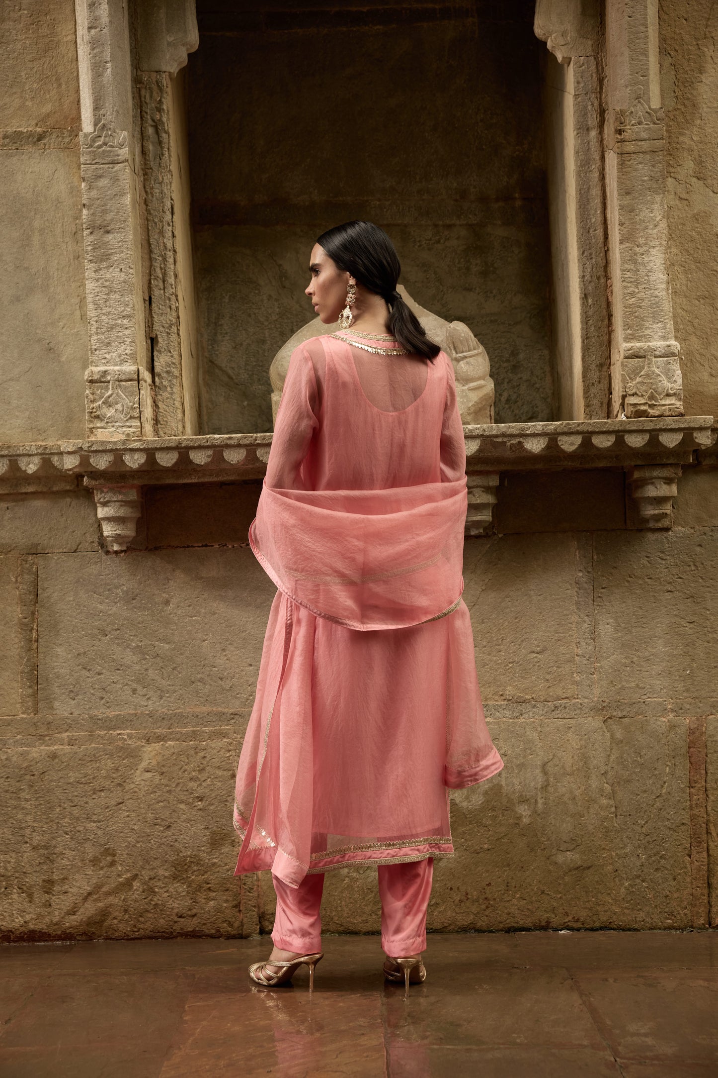Pink Long Kurta Set