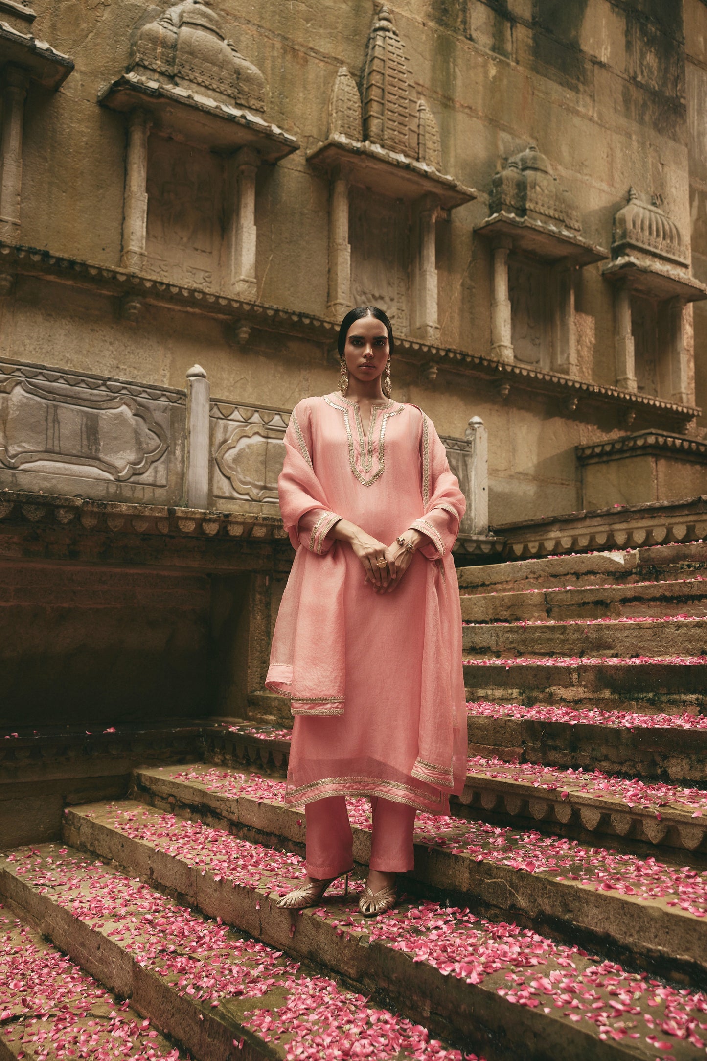 Pink Long Kurta Set