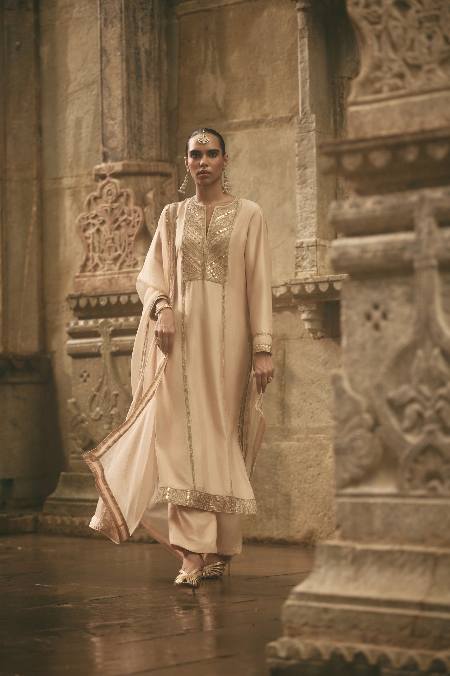 Beige Straight Kurta Set