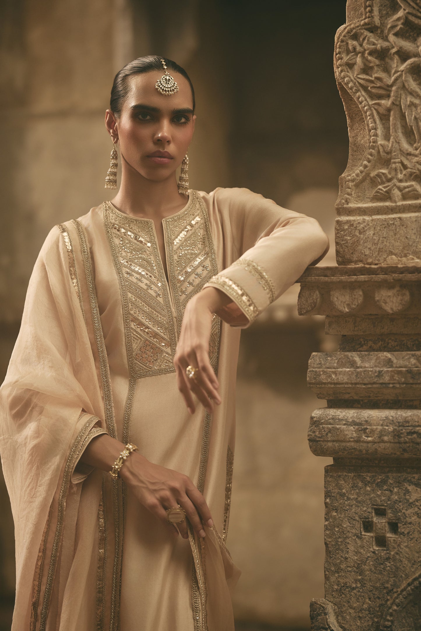 Beige Straight Kurta Set