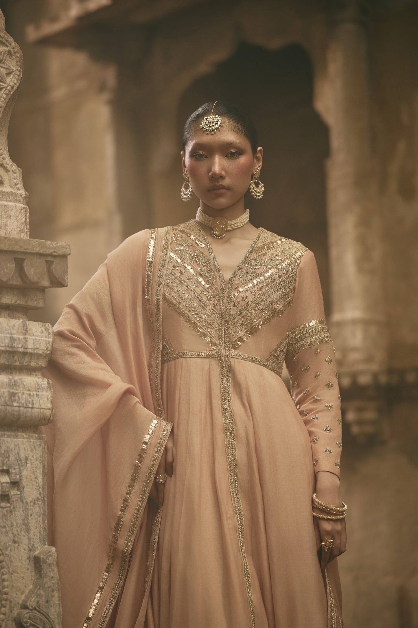 Beige Anarkali Set