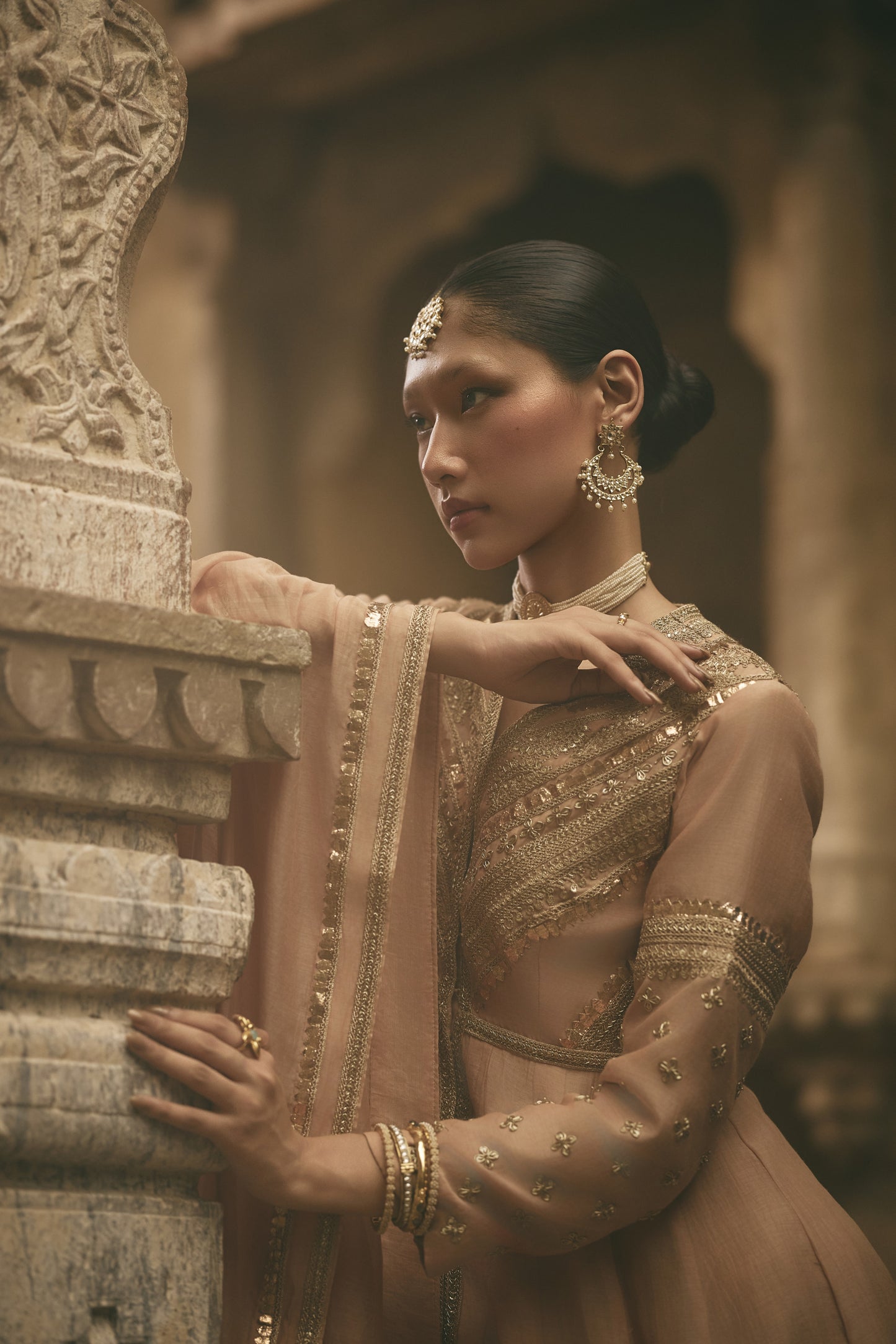 Beige Anarkali Set