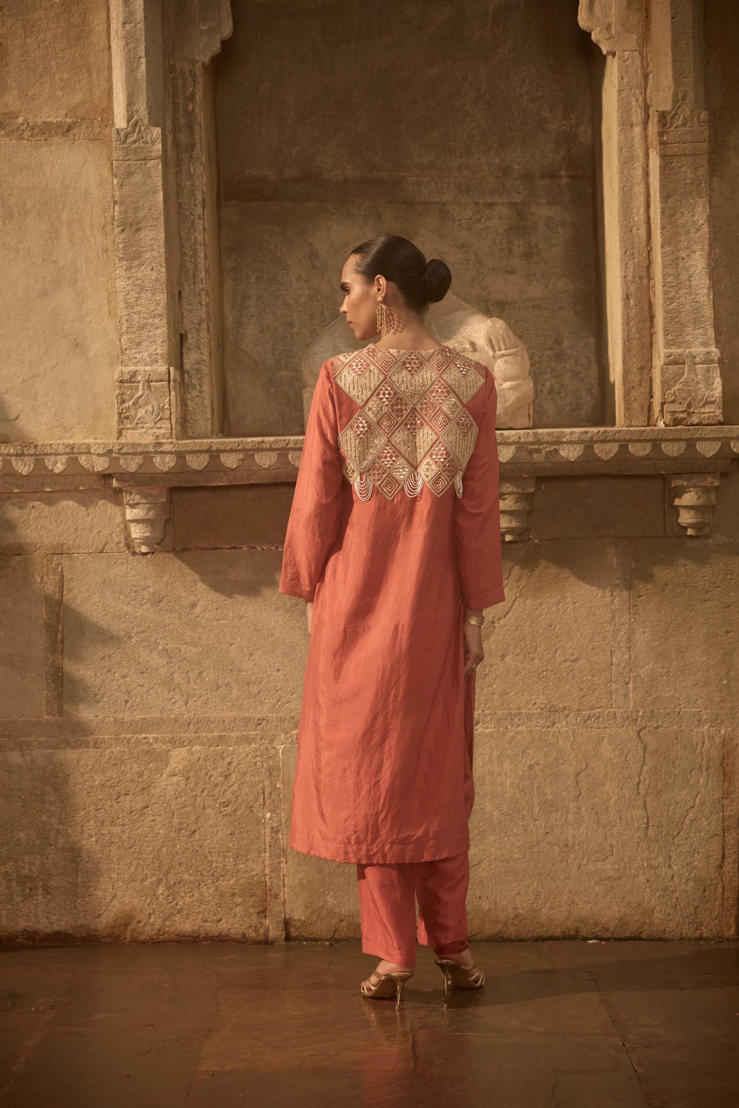 Red Rust Kurta Co-ord Set