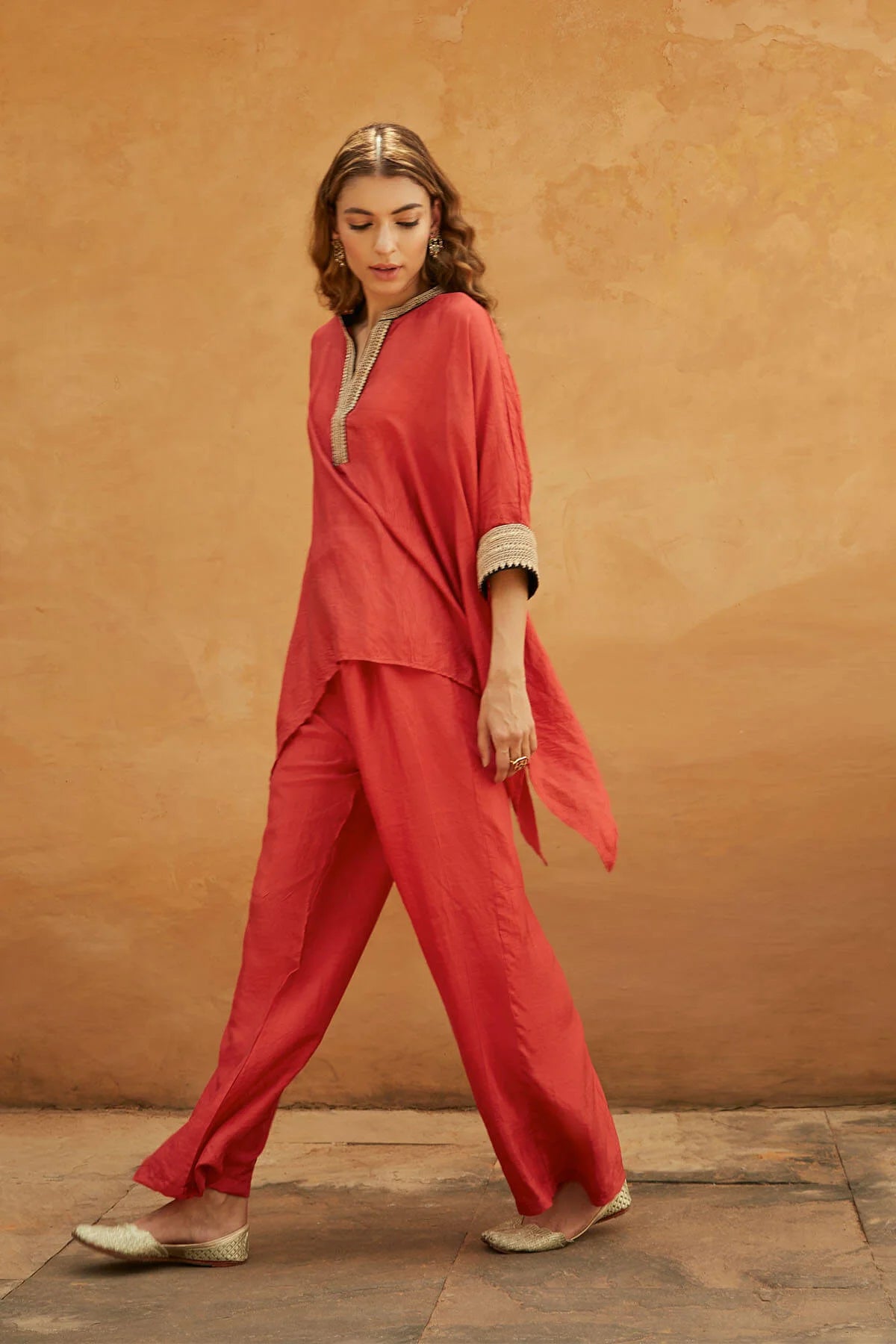 Red Short Kaftan Set