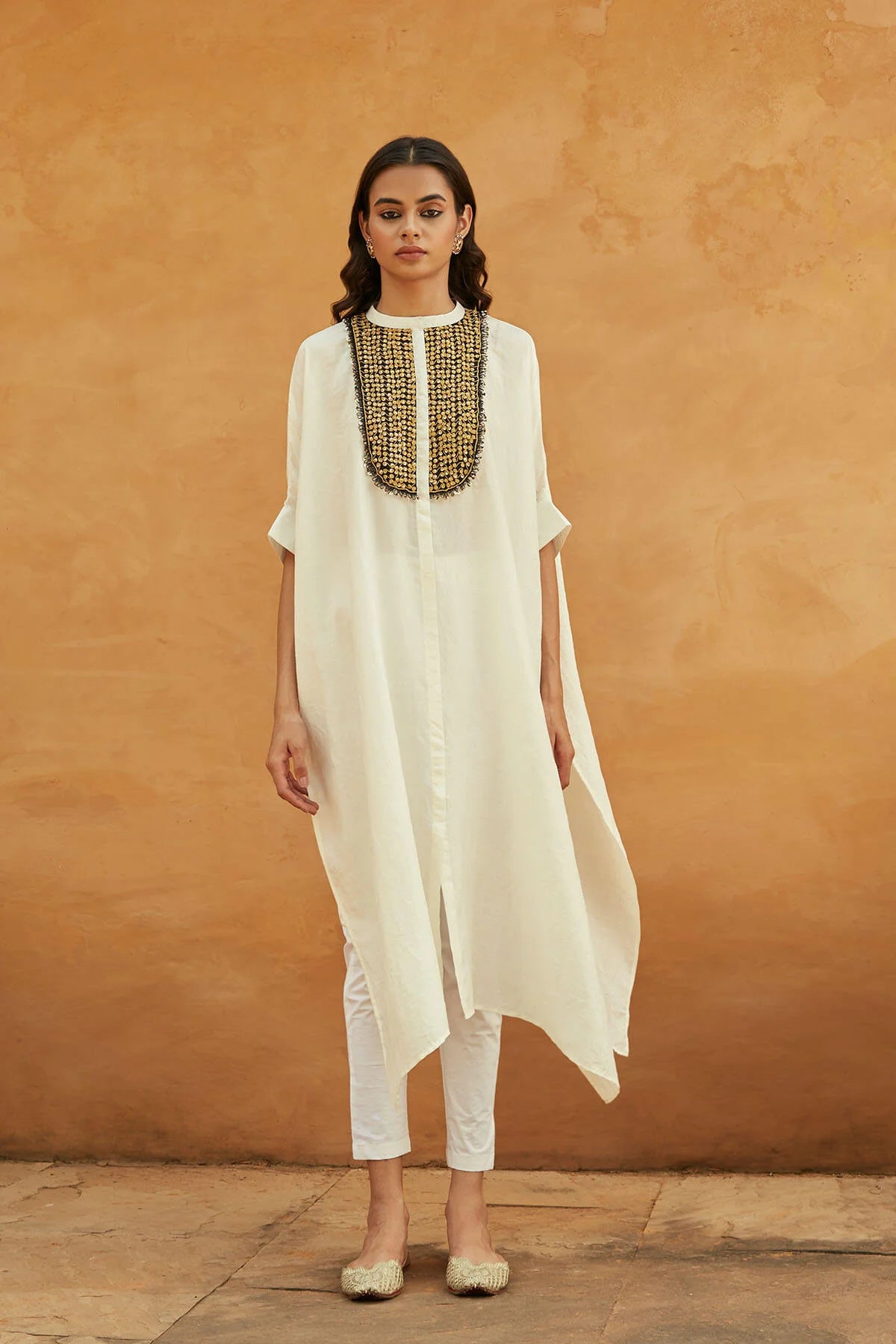Boondi White Kaftan Set