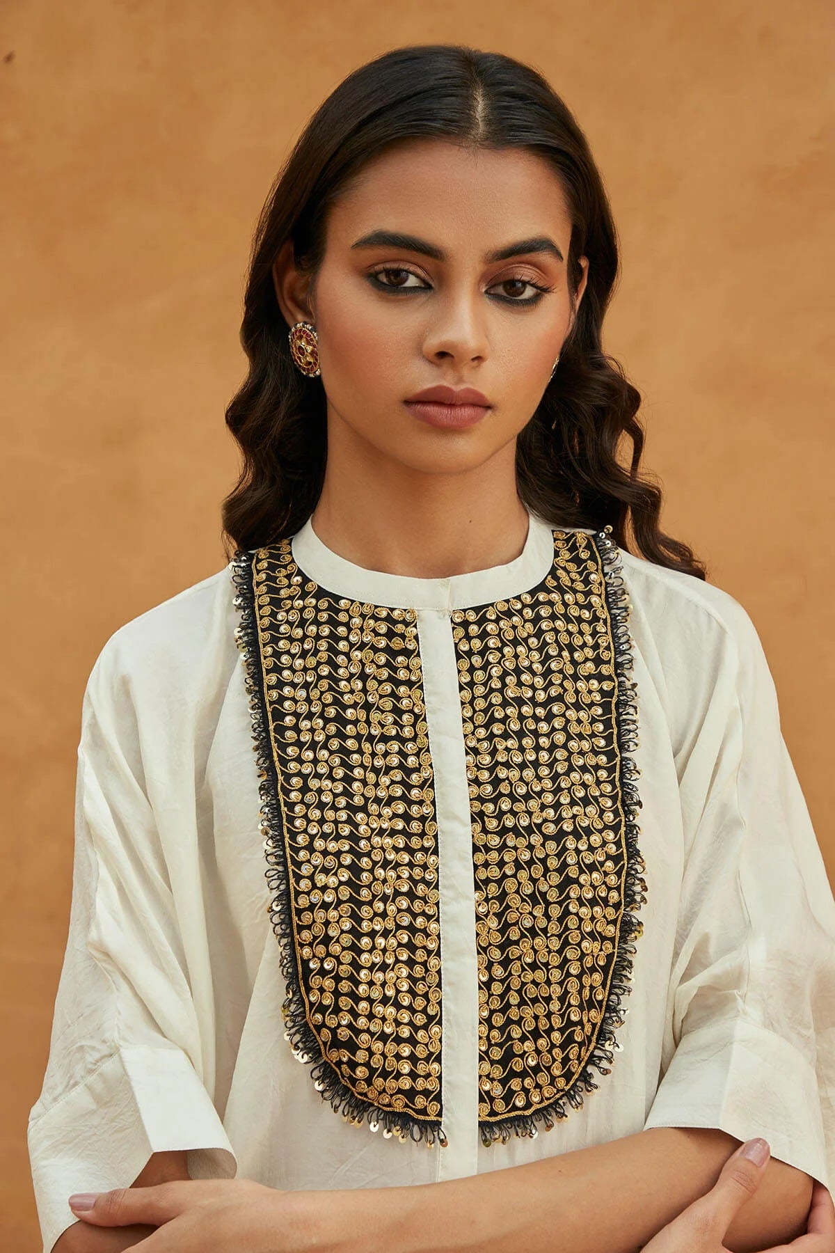 Boondi White Kaftan Set