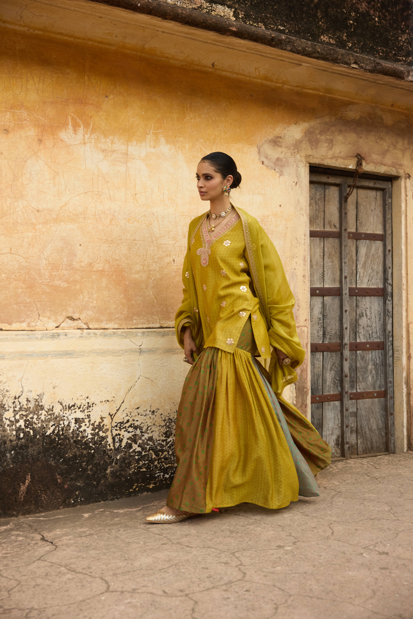 Short Kurti Multicolor Sharara Set