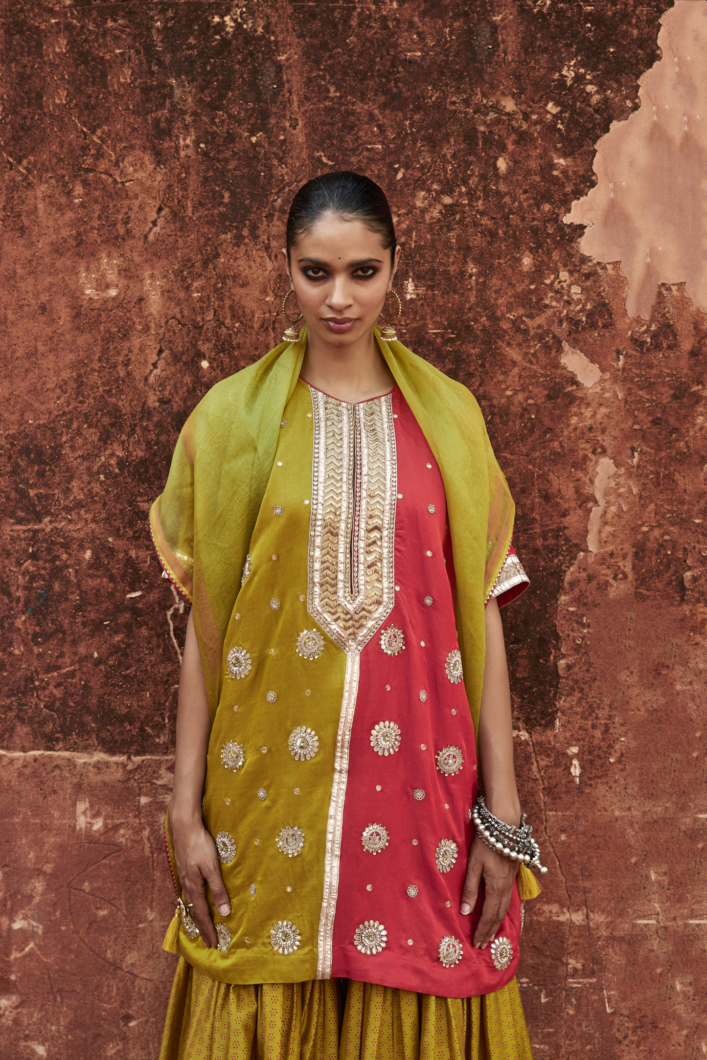 Half-and-Half Kaftan Sharara Set