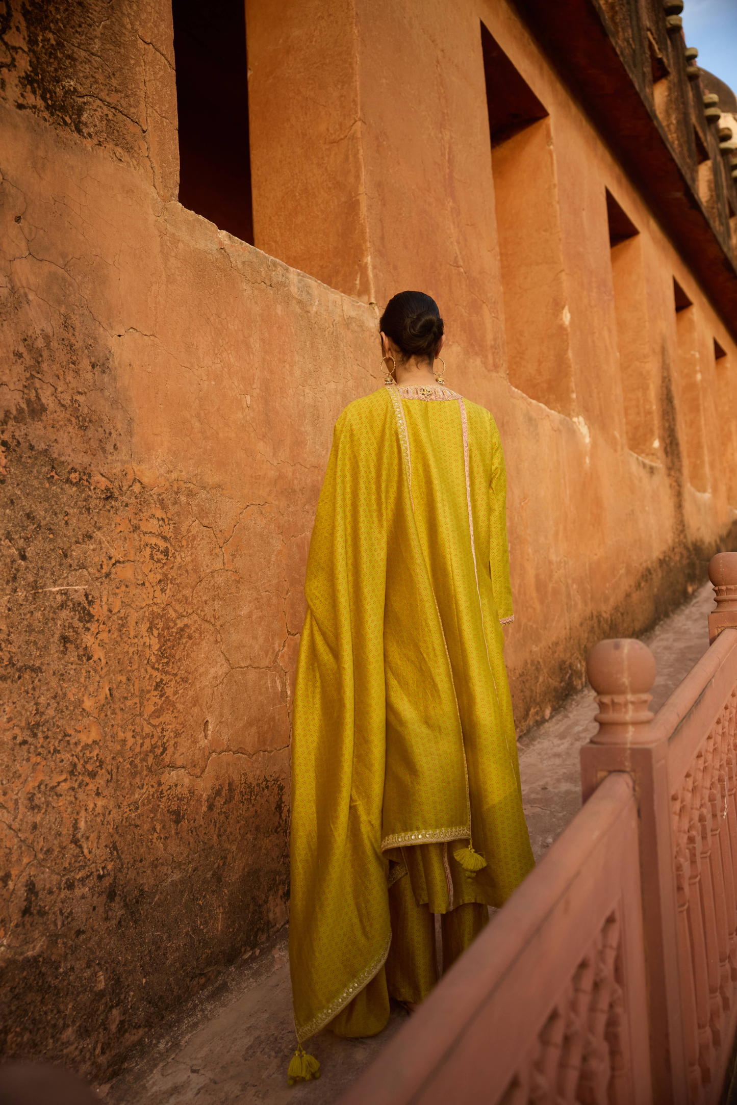 Yellow Boondi Yoke Kurta Set