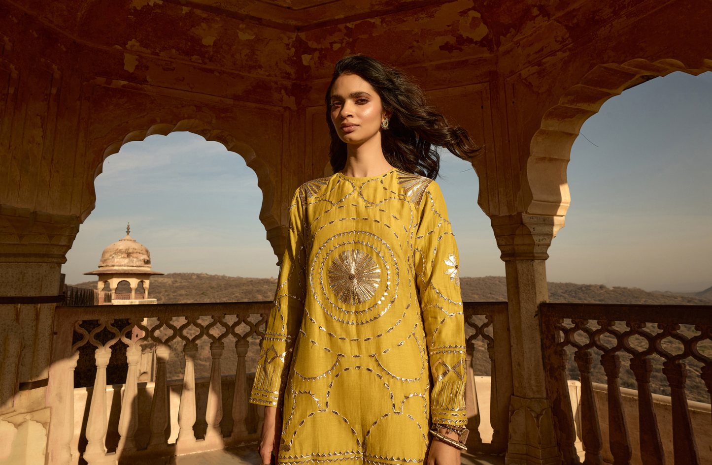 Yellow Kachi Patti Co-ord Set