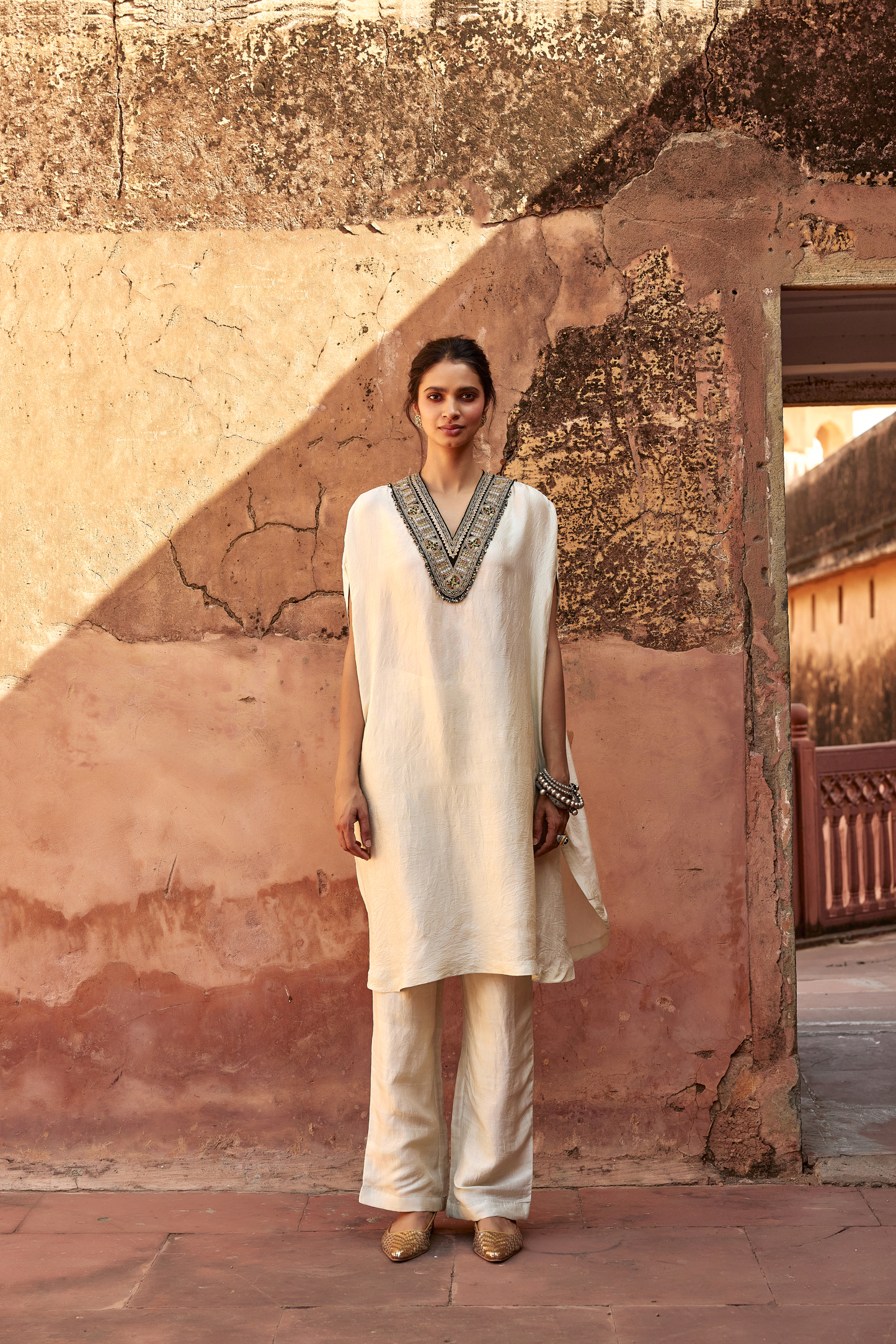 Ivory Kaftan Co-ord Set