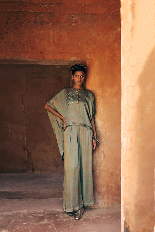 Blue Cowl Co-ord Set