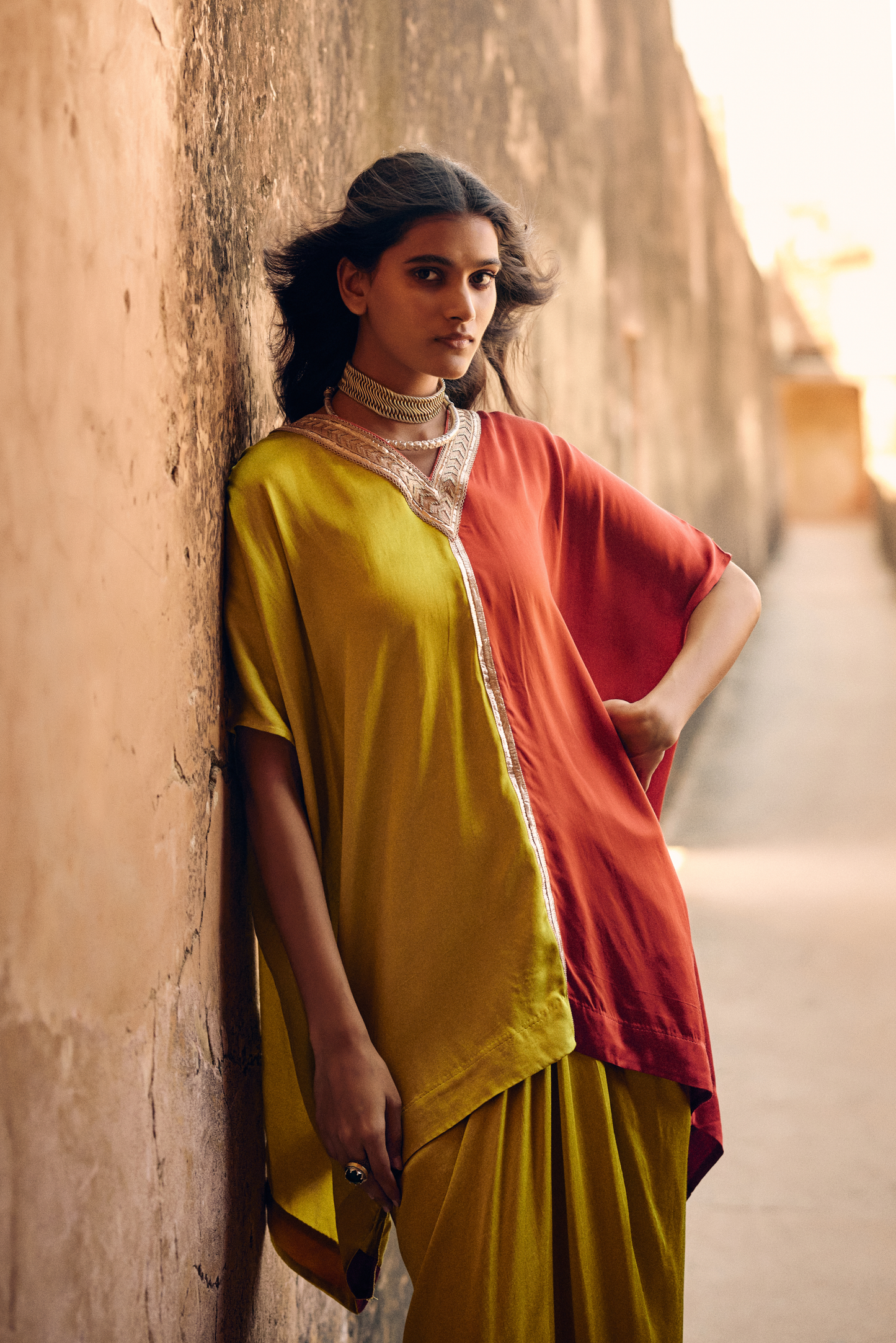 Half-and-Half Kaftan Skirt Set