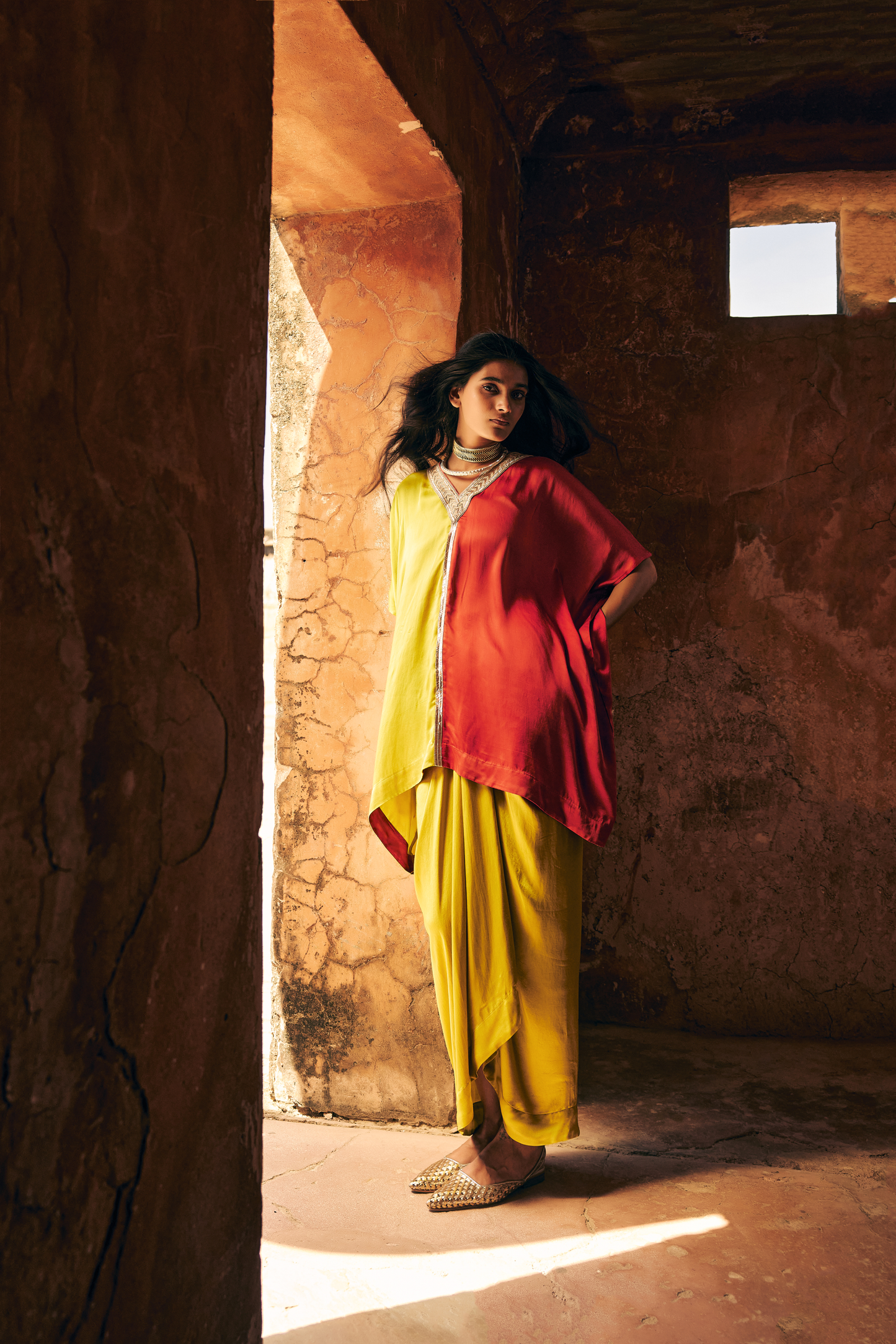 Half-and-Half Kaftan Skirt Set