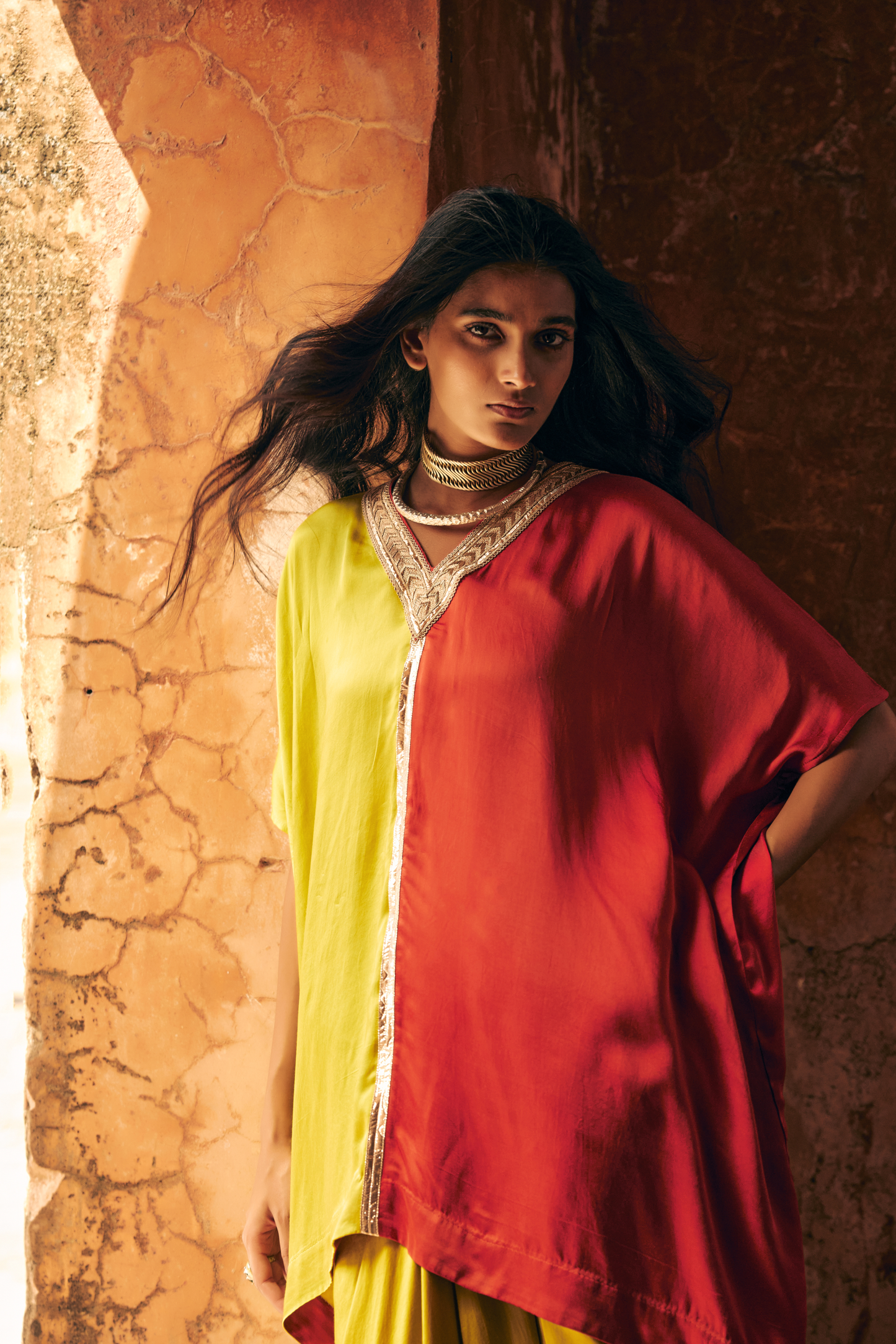 Half-and-Half Kaftan Skirt Set