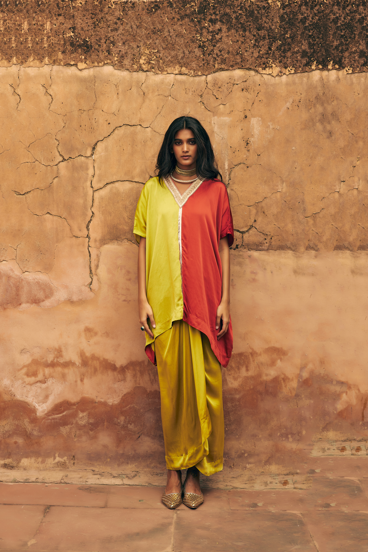 Half-and-Half Kaftan Skirt Set
