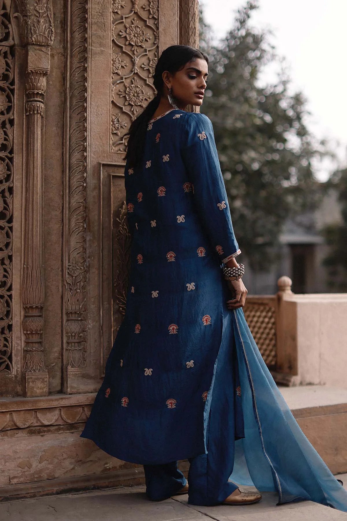 Blue Embroidered Kurta Set