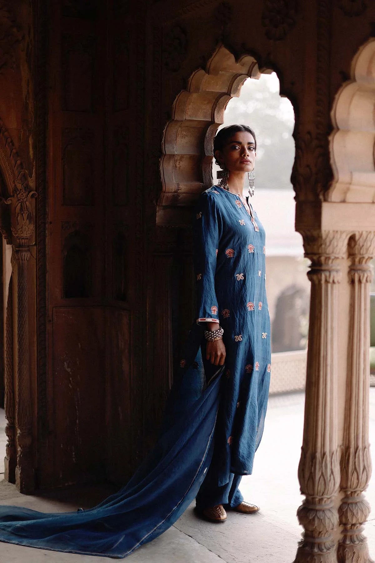 Blue Embroidered Kurta Set