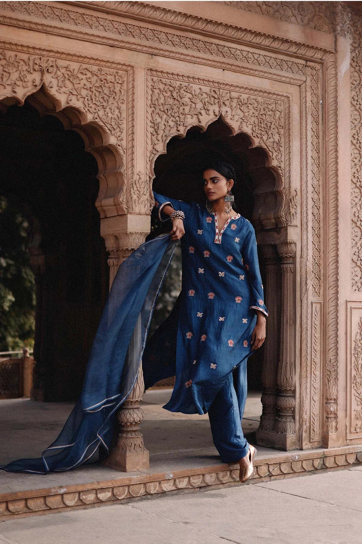 Blue Embroidered Kurta Set
