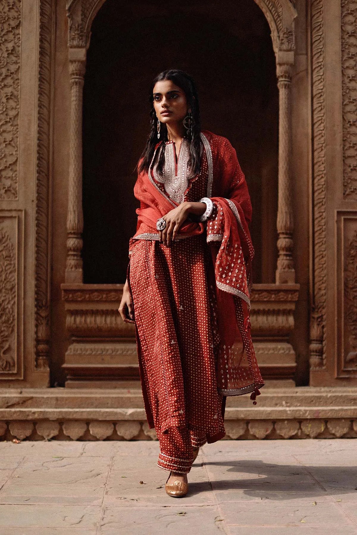 Parcha Maroon Printed Kurta Set