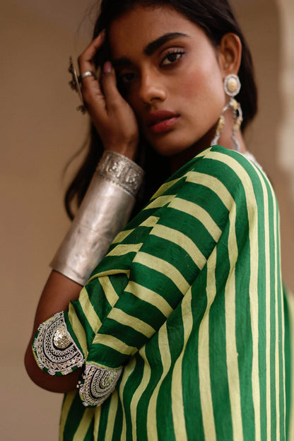 Parcha Green Kaftan Set