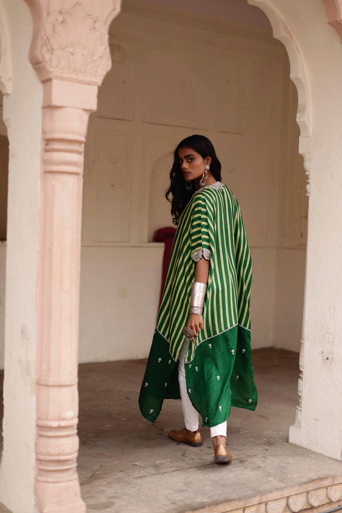 Parcha Green Kaftan Set