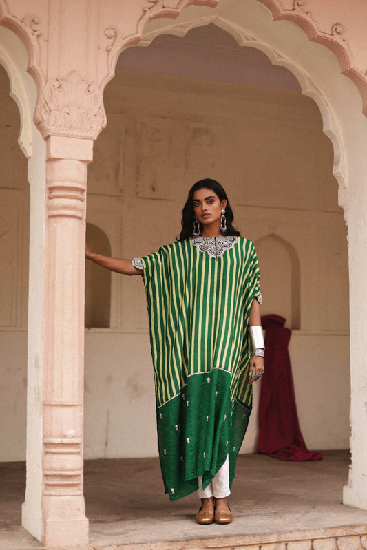Parcha Green Kaftan Set