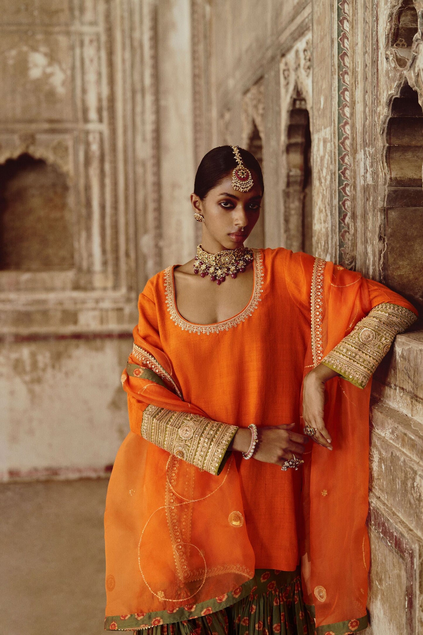 Kesariya Hand Sharara Set