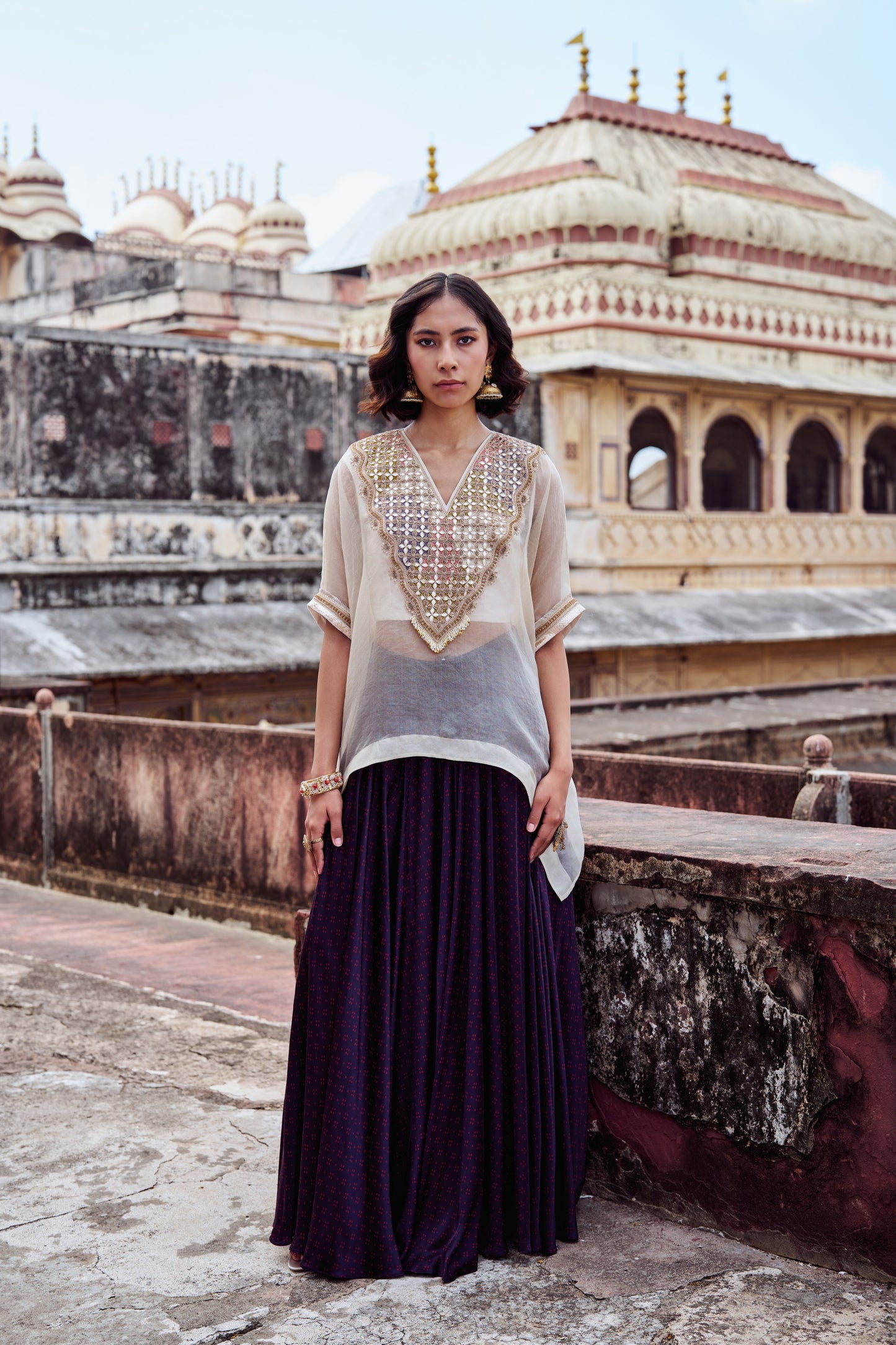 Ivory Gota Cape Set