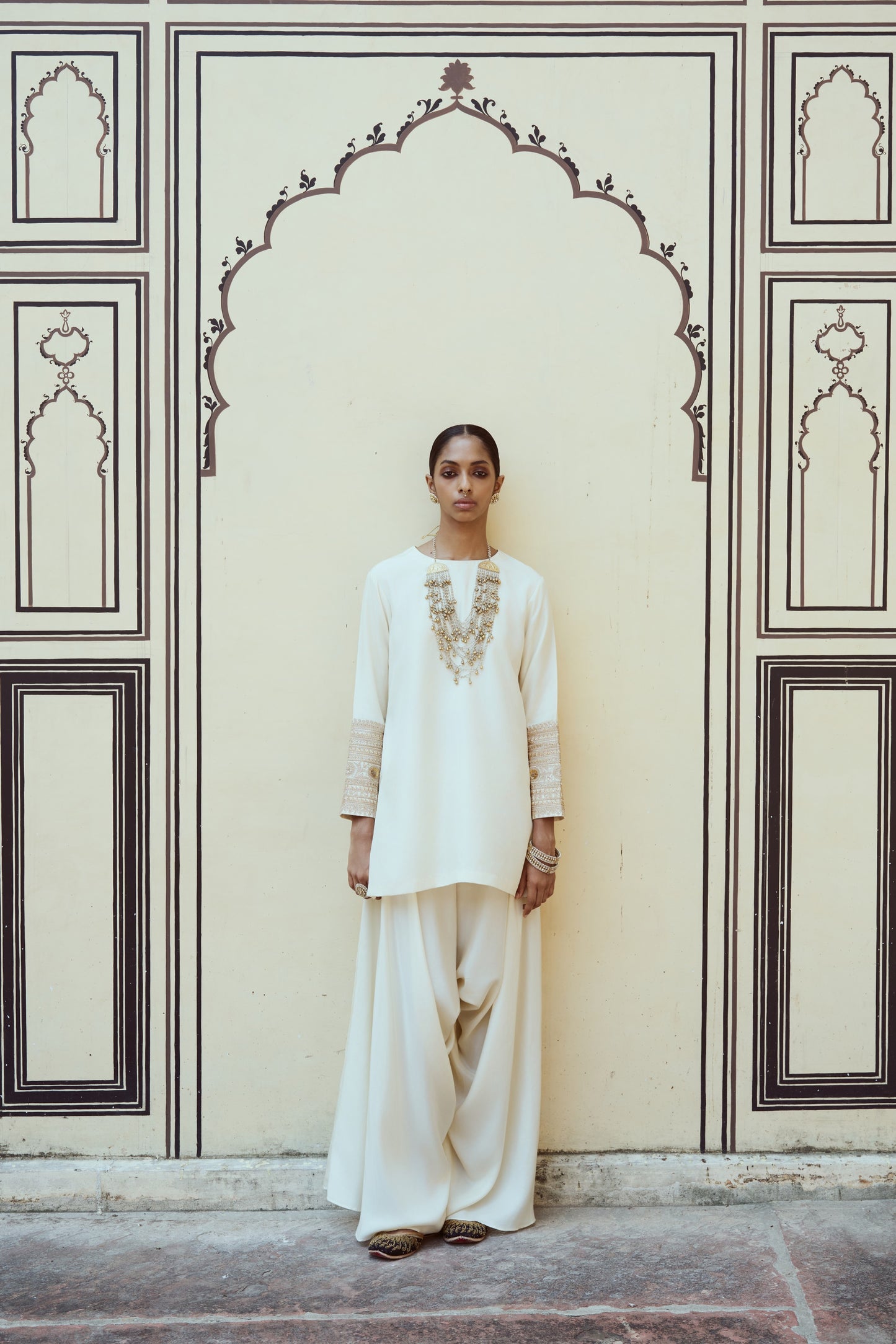 Ivory Hand Dhoti Set