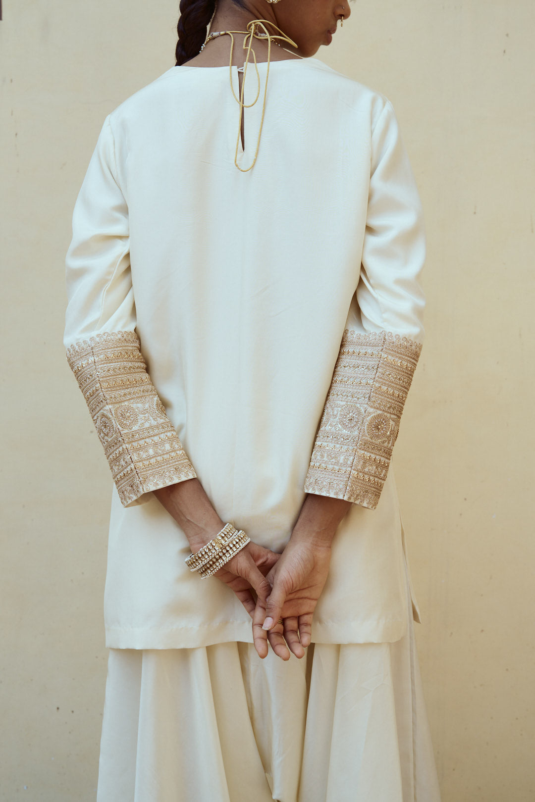 Ivory Hand Dhoti Set