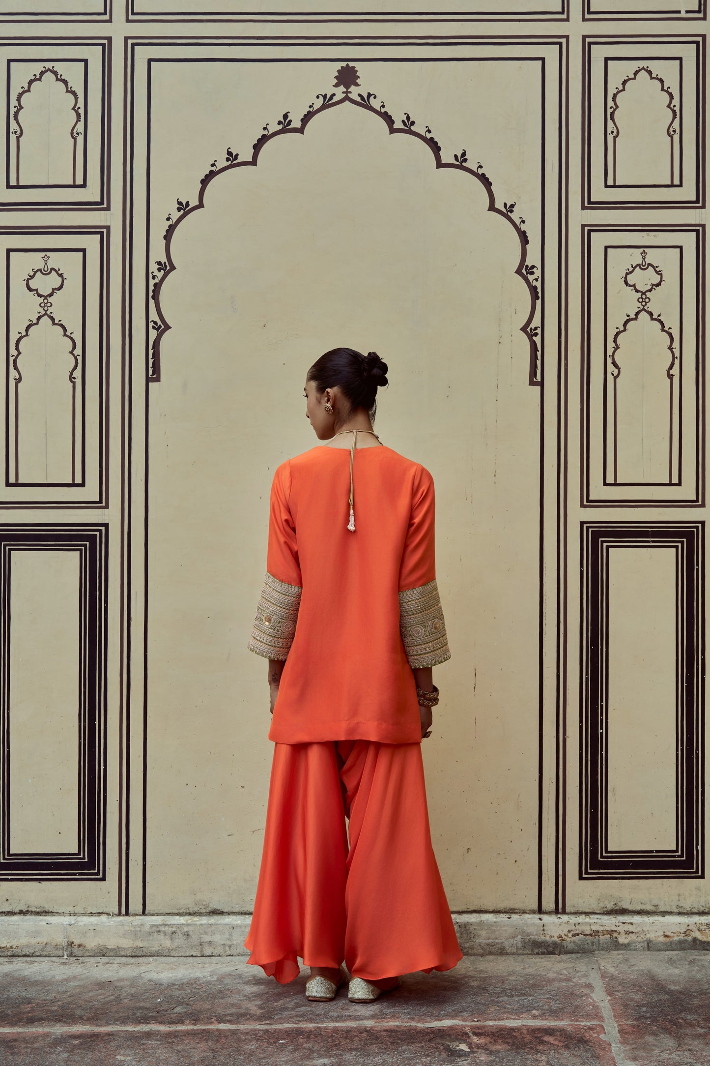 Kesariya Hand Dhoti Set