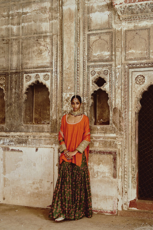Kesariya Hand Sharara Set