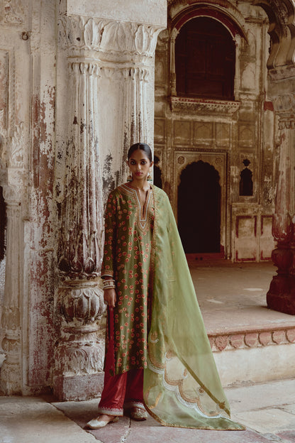 Leher Green Kurta Set