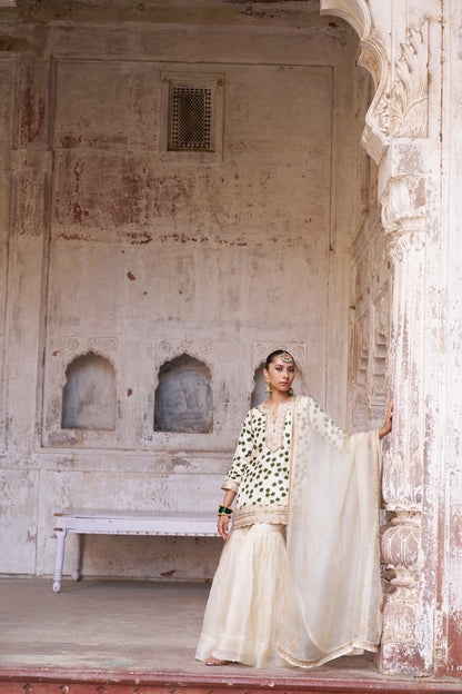 Leher Ivory Sharara Set