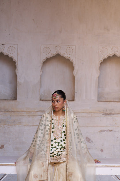 Leher Ivory Sharara Set